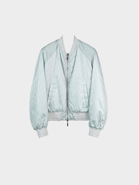 Christian Dior 2020s Light Blue Nylon Oblique Reversible Bomber Jacket