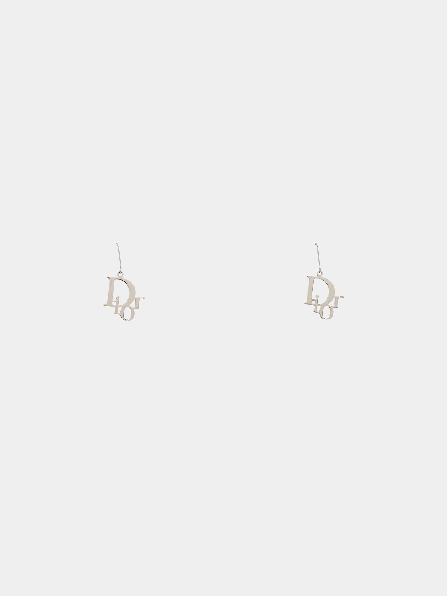 Christian Dior 2000s Silver Dior Oblique Hanging Earrings