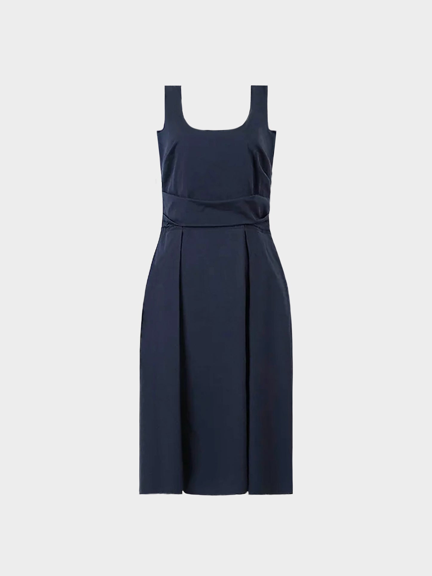 Prada 2006 Navy Pleated Midi Dress