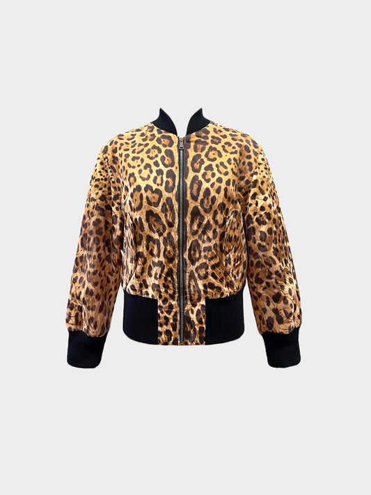Dolce and Gabbana 2010s Leopard Print Bomber Jacket
