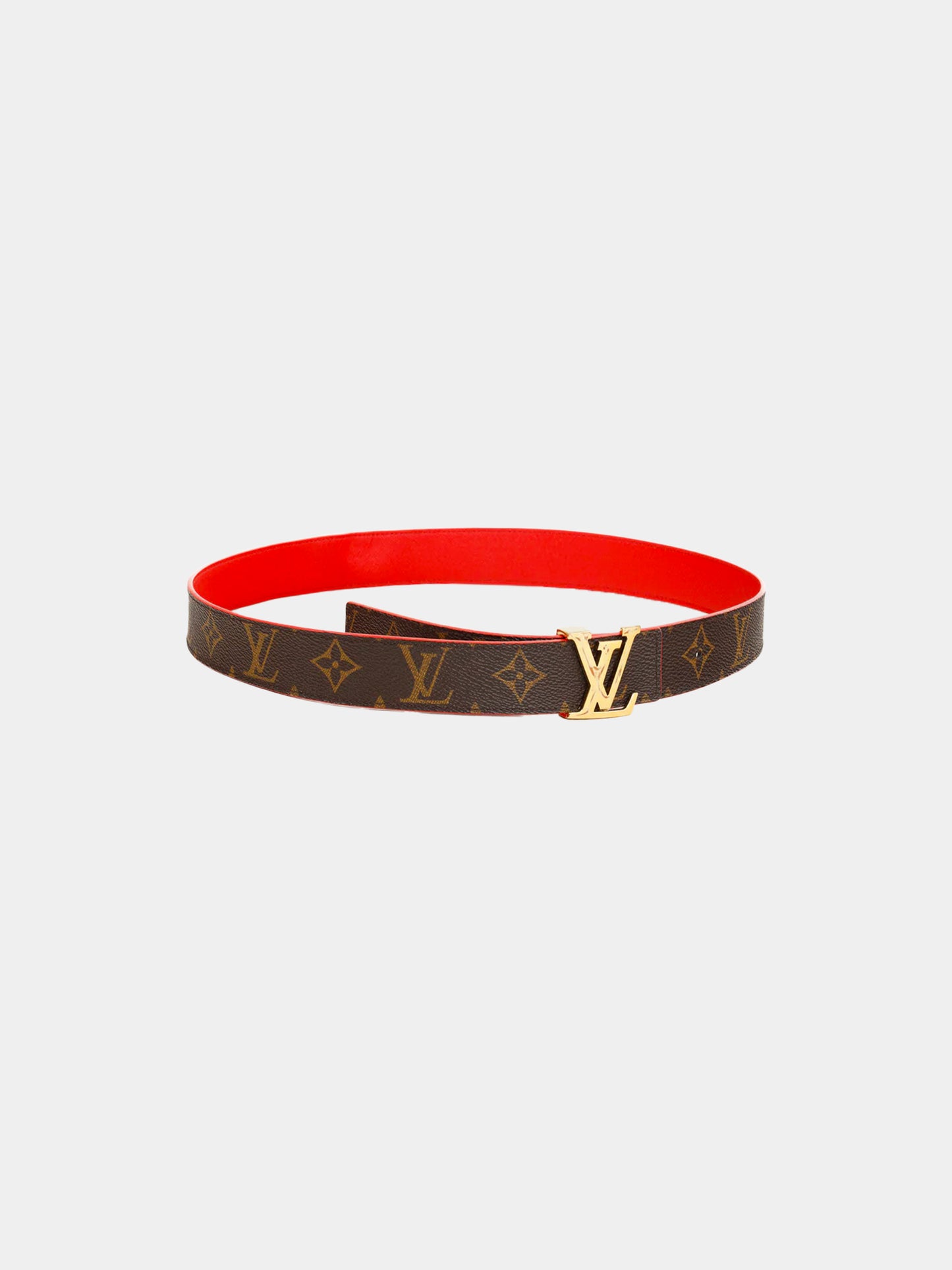 Louis Vuitton 2019 Brown Monogram Coated Canvas Initiales Reversible Belt
