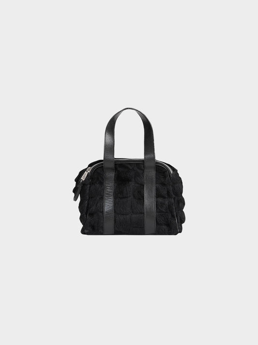 John Galliano 2000s Black Panelled Fur Bag