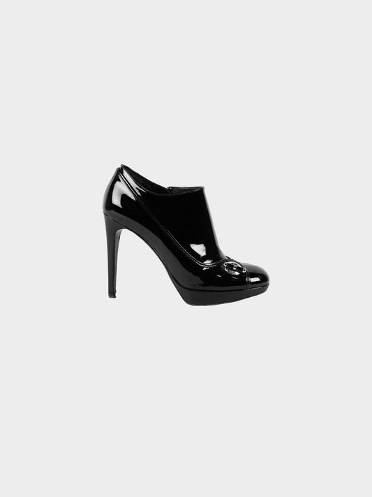Christian Dior 2008 Black Patent Leather Platform Boots