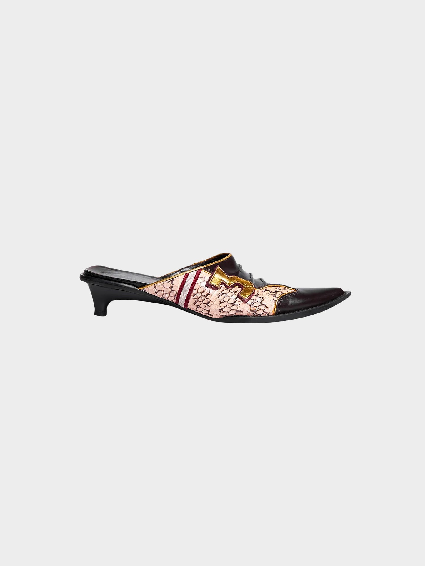 Miu Miu SS 2000 Dark Brown Leather 3 Pointed Toe Mules