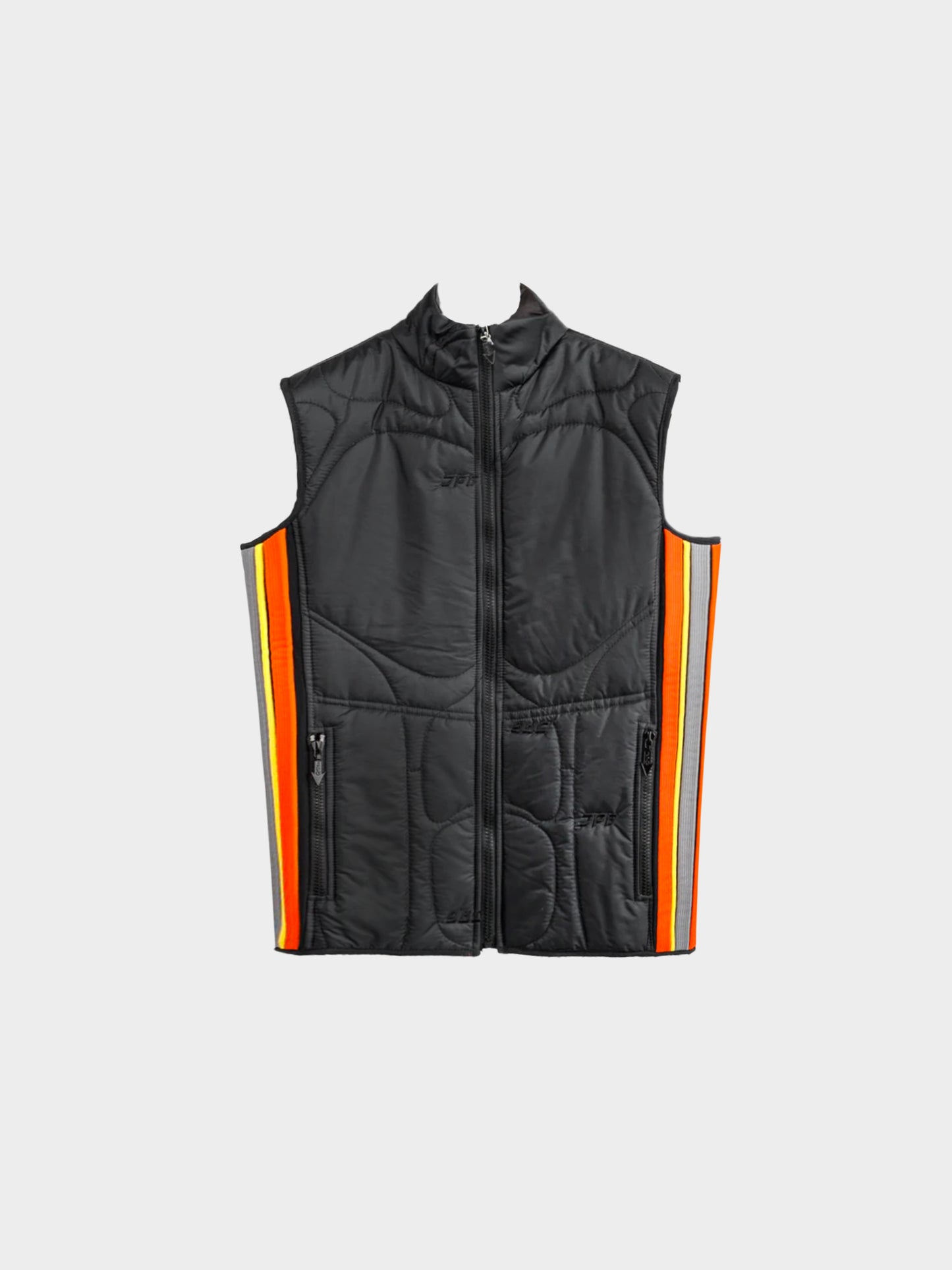 Jean Paul Gaultier 2020s Black Quilted Nylon Striped Ribbed Panel Vest