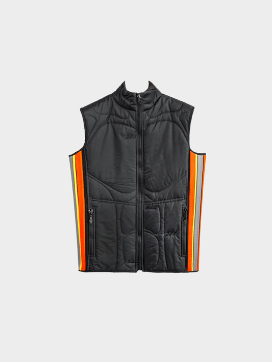 Jean Paul Gaultier 2020s Black Quilted Nylon Striped Ribbed Panel Vest