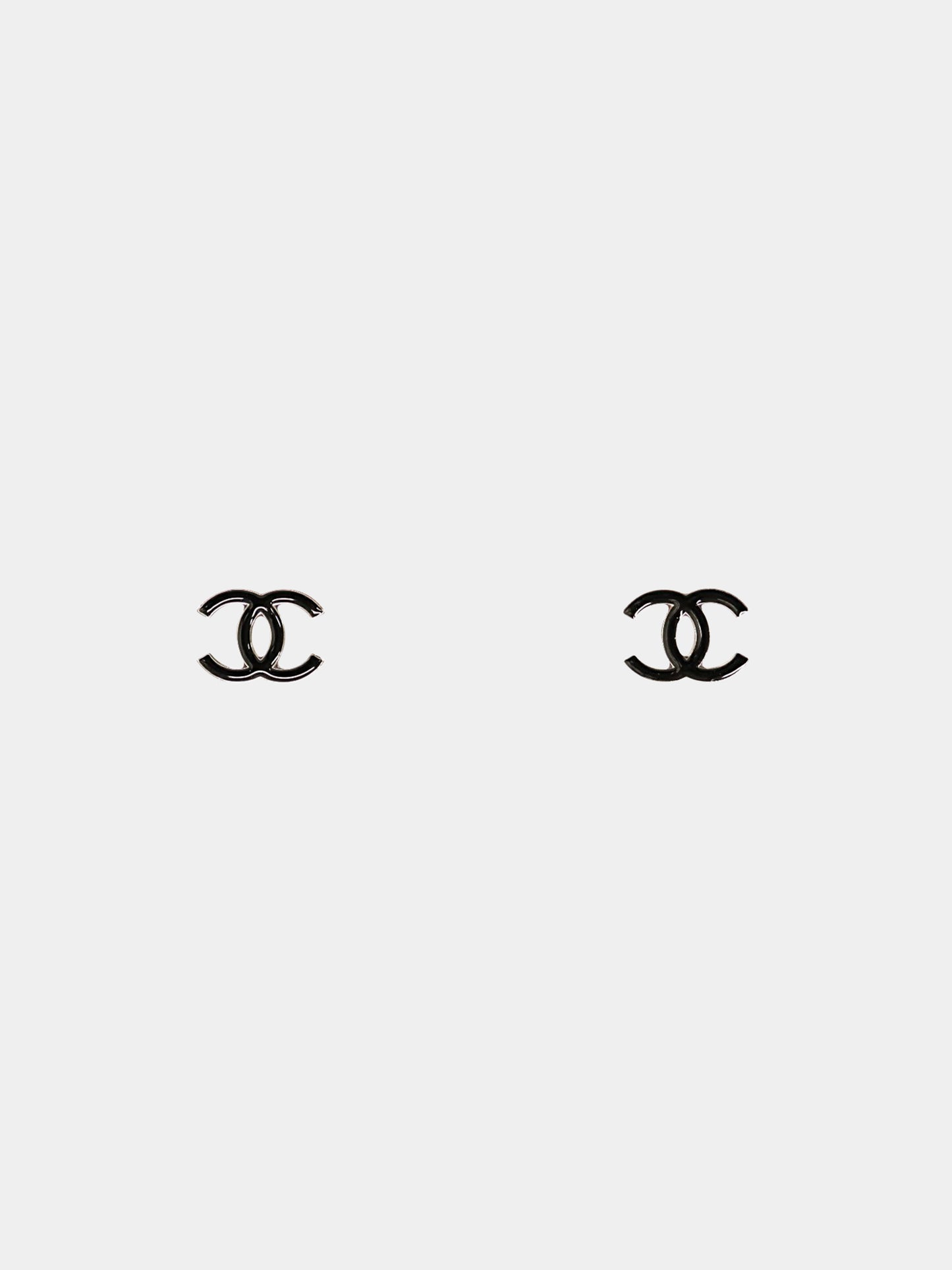 Chanel 2010s Black Enamel CC Earrings
