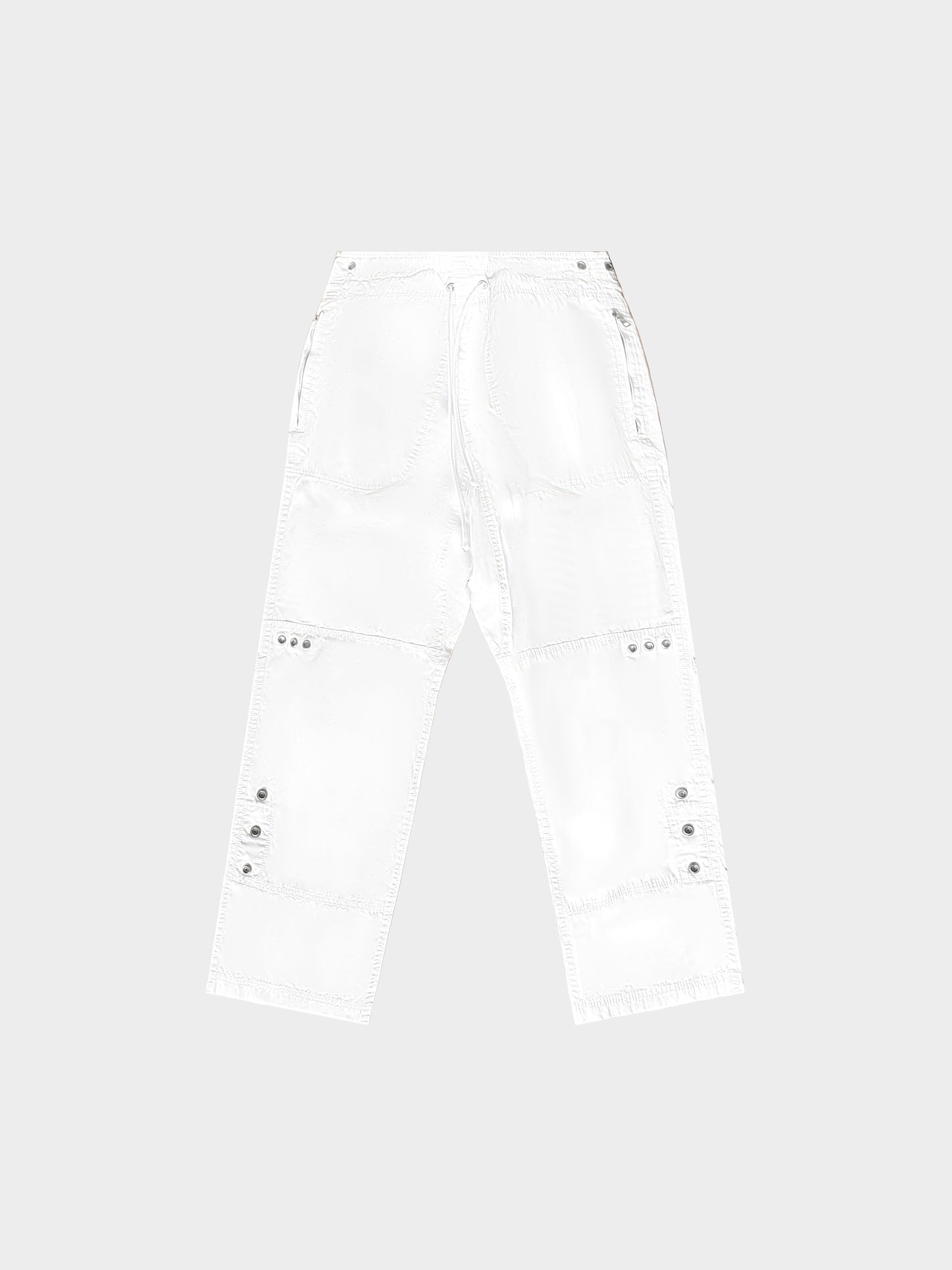 Prada 2000s White Eyelet and Snap Tab Pants