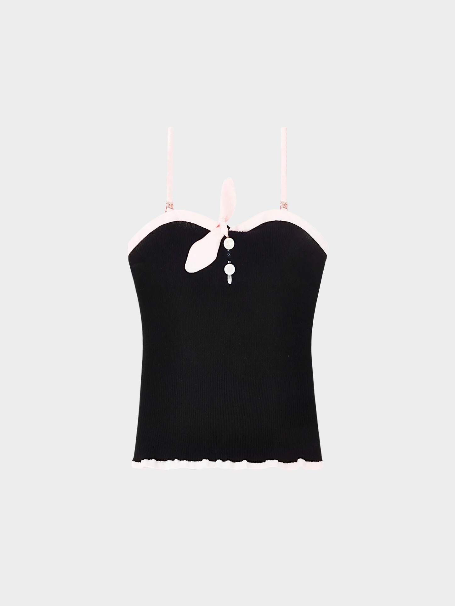 Chanel 2024 Black Ribbed Knot Tank Top