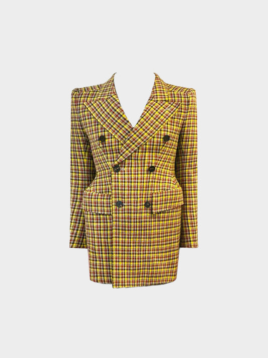 Balenciaga 2010s Yellow Check Wool Jacket