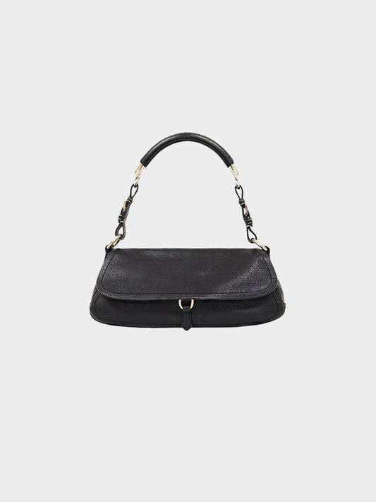 Prada 2000s Black Leather Vitello Daino Flap Bag