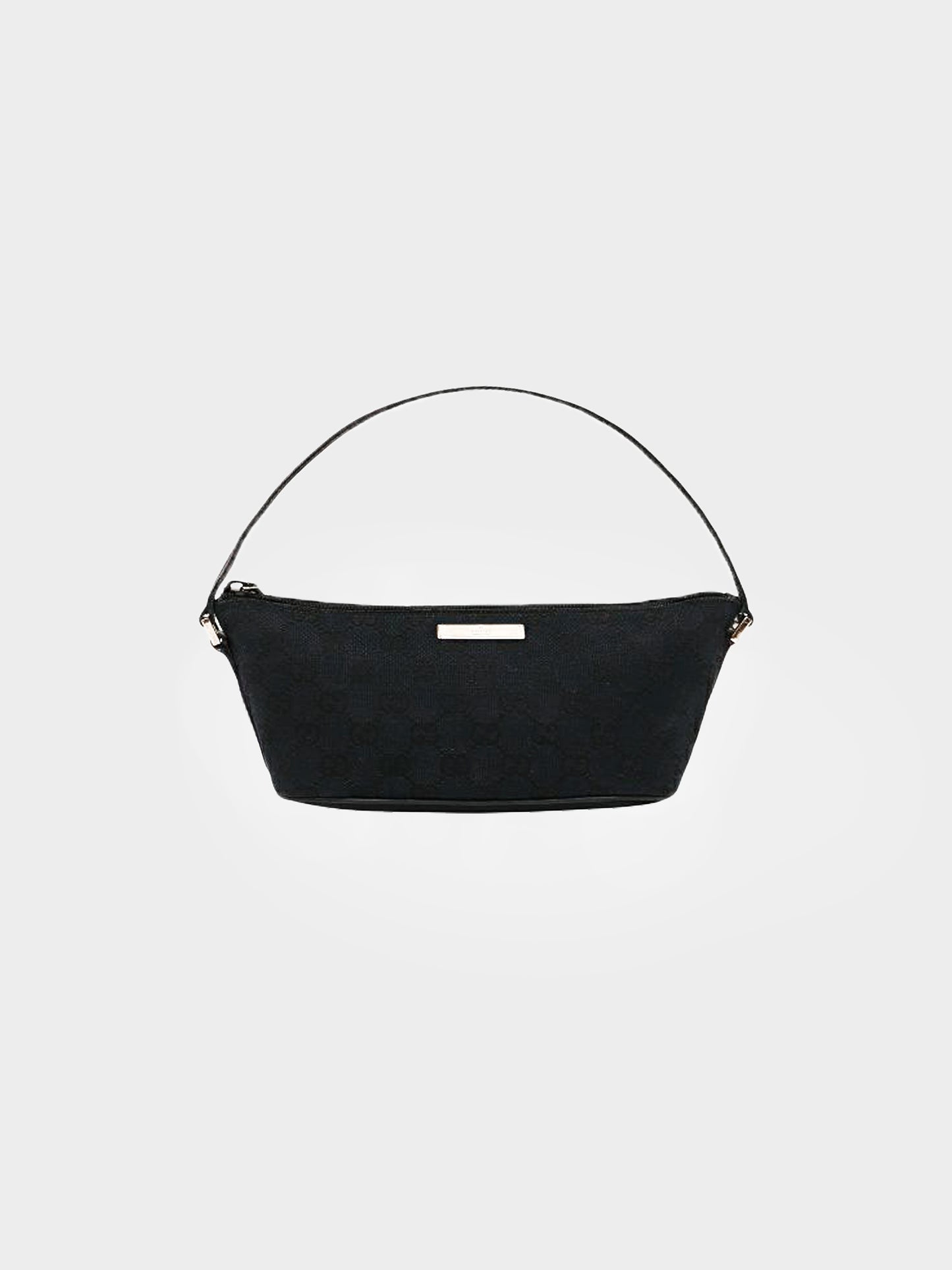 Gucci by Tom Ford 2000s Black GG Monogram Canvas Boat Bag