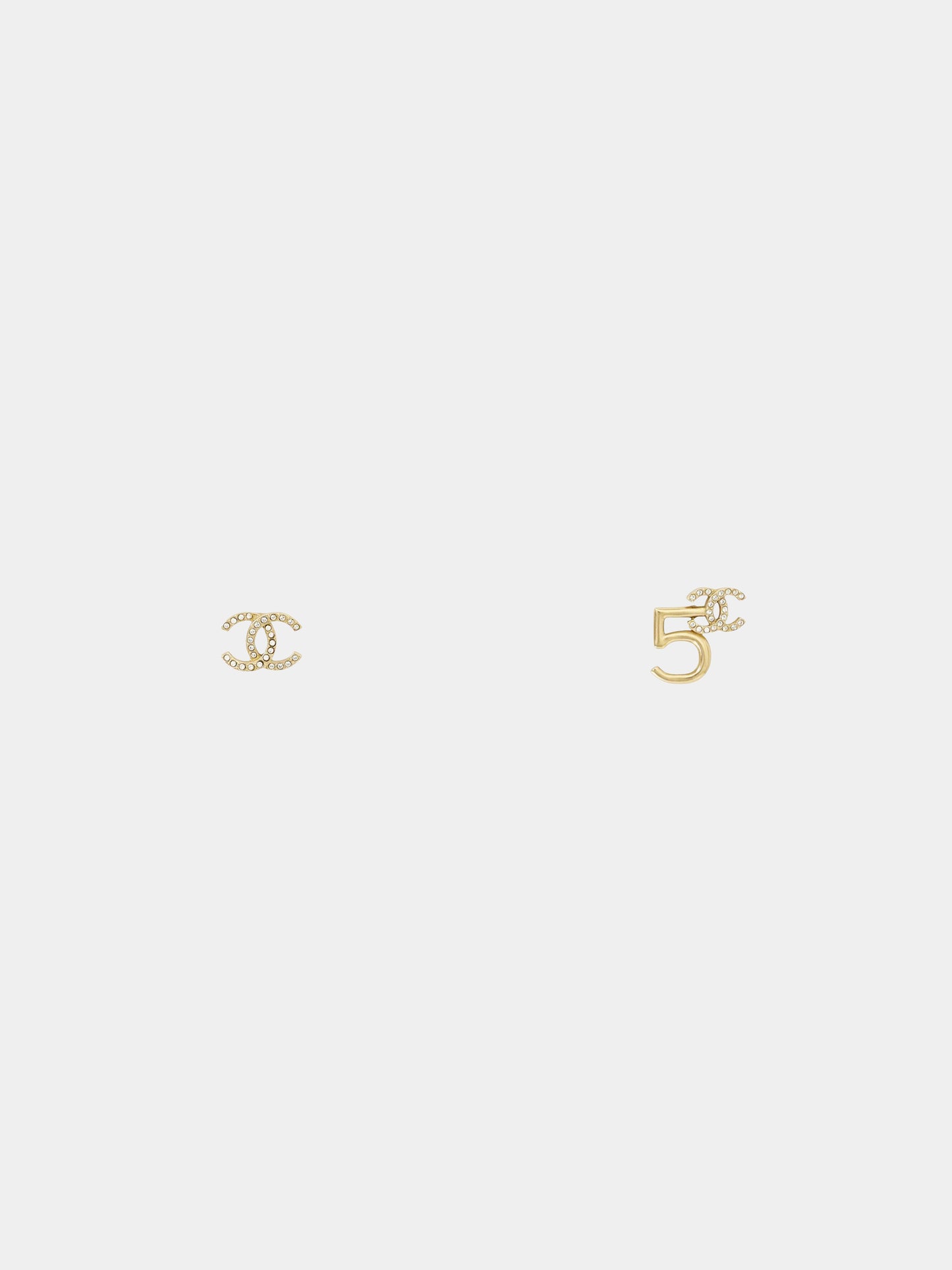 Chanel 2021 Gold Rhinestone Embellished No.5 and CC Earrings