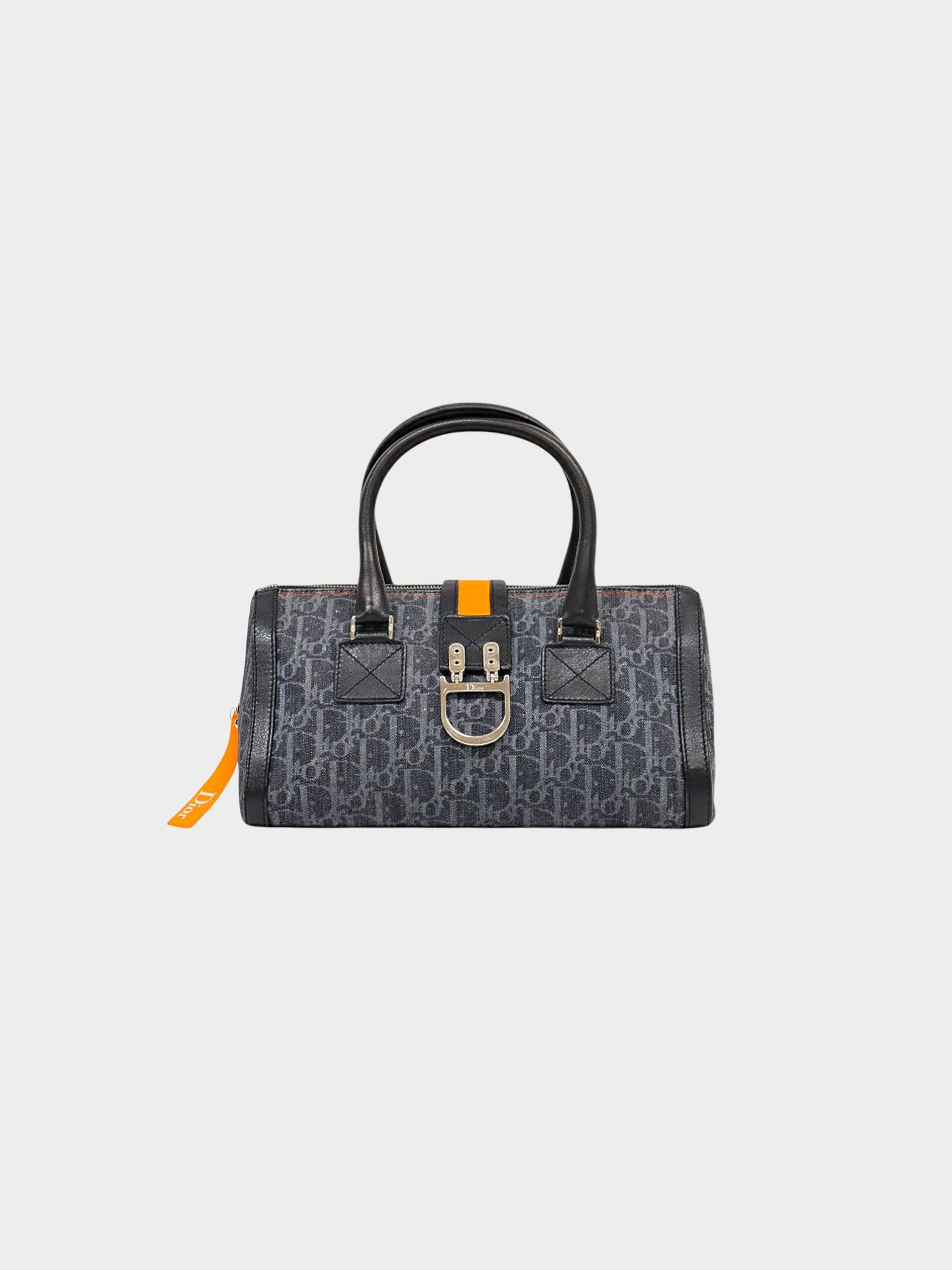 Christian Dior by John Galliano 2005 Flight Line Navy Trotter Canvas Boston Bag