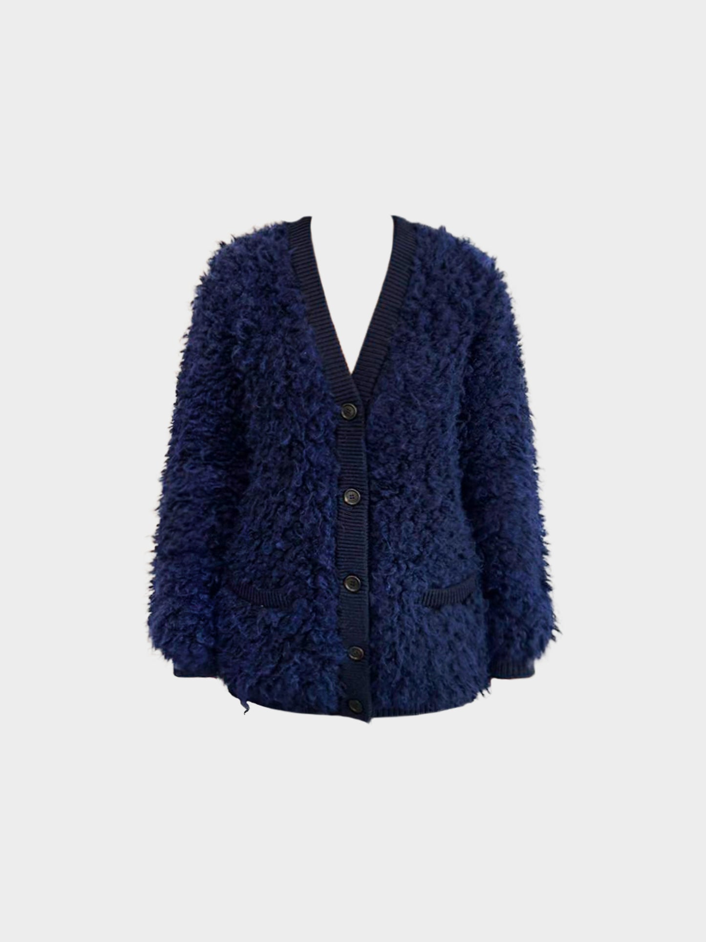 Prada 2019 Deep Blue Alpaca Wool Cardigan
