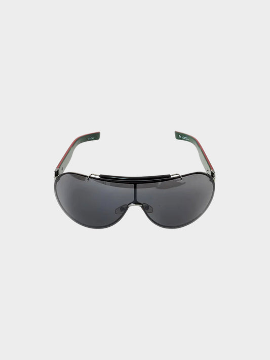 Gucci 2000s Black Web Shield Sunglasses