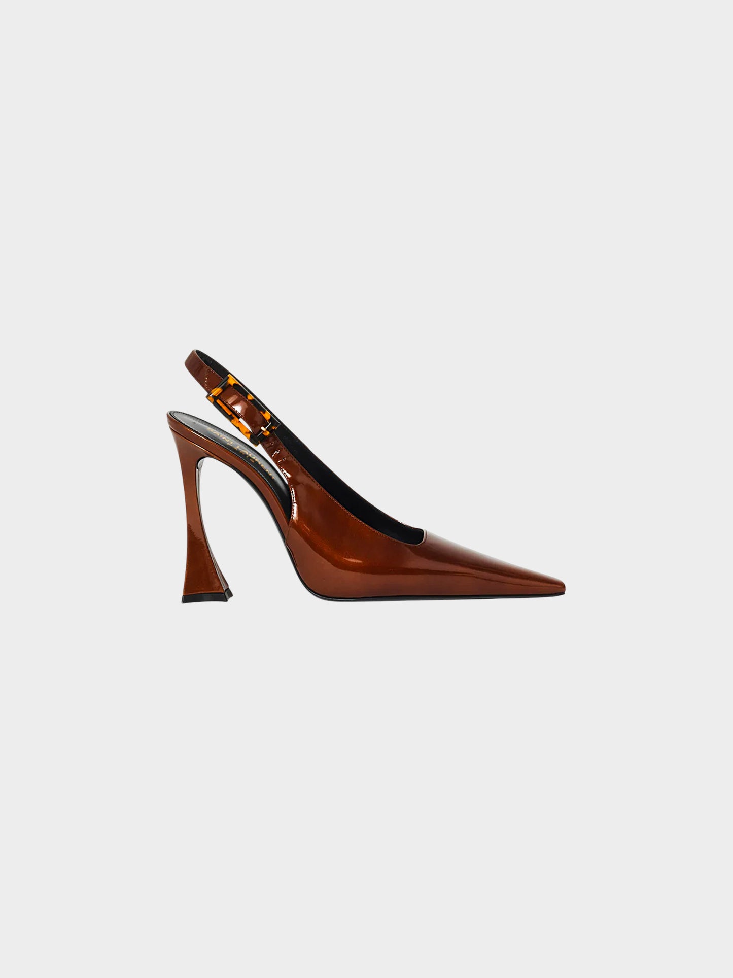 Saint Laurent 2020s Brown Patent Leather Dune Slingback Pumps