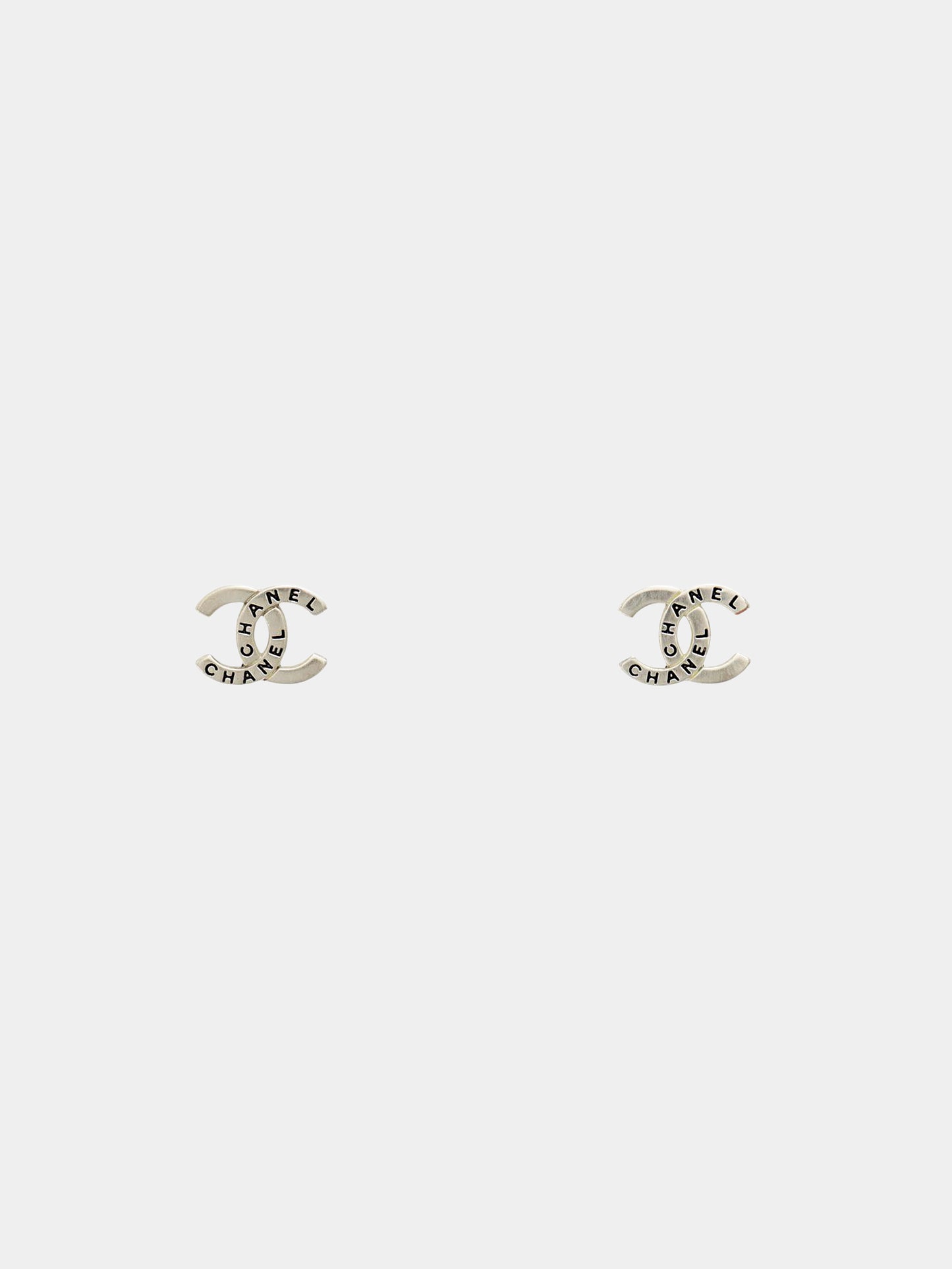 Chanel Spring 1998 Silver CC Logo Stud Earrings