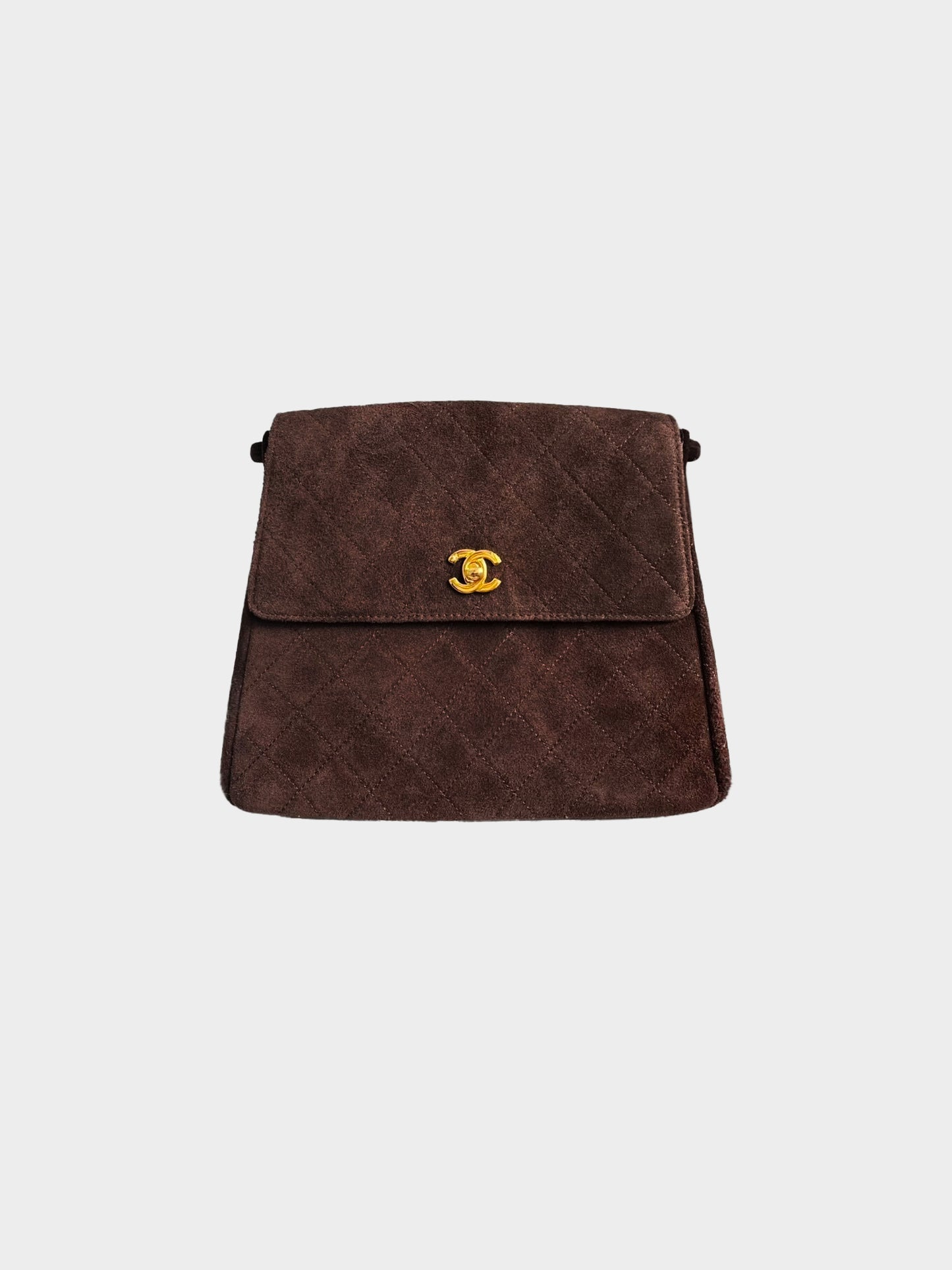 Chanel 1997 Brown Suede Matelasse Jumbo Maxi Flap Bag