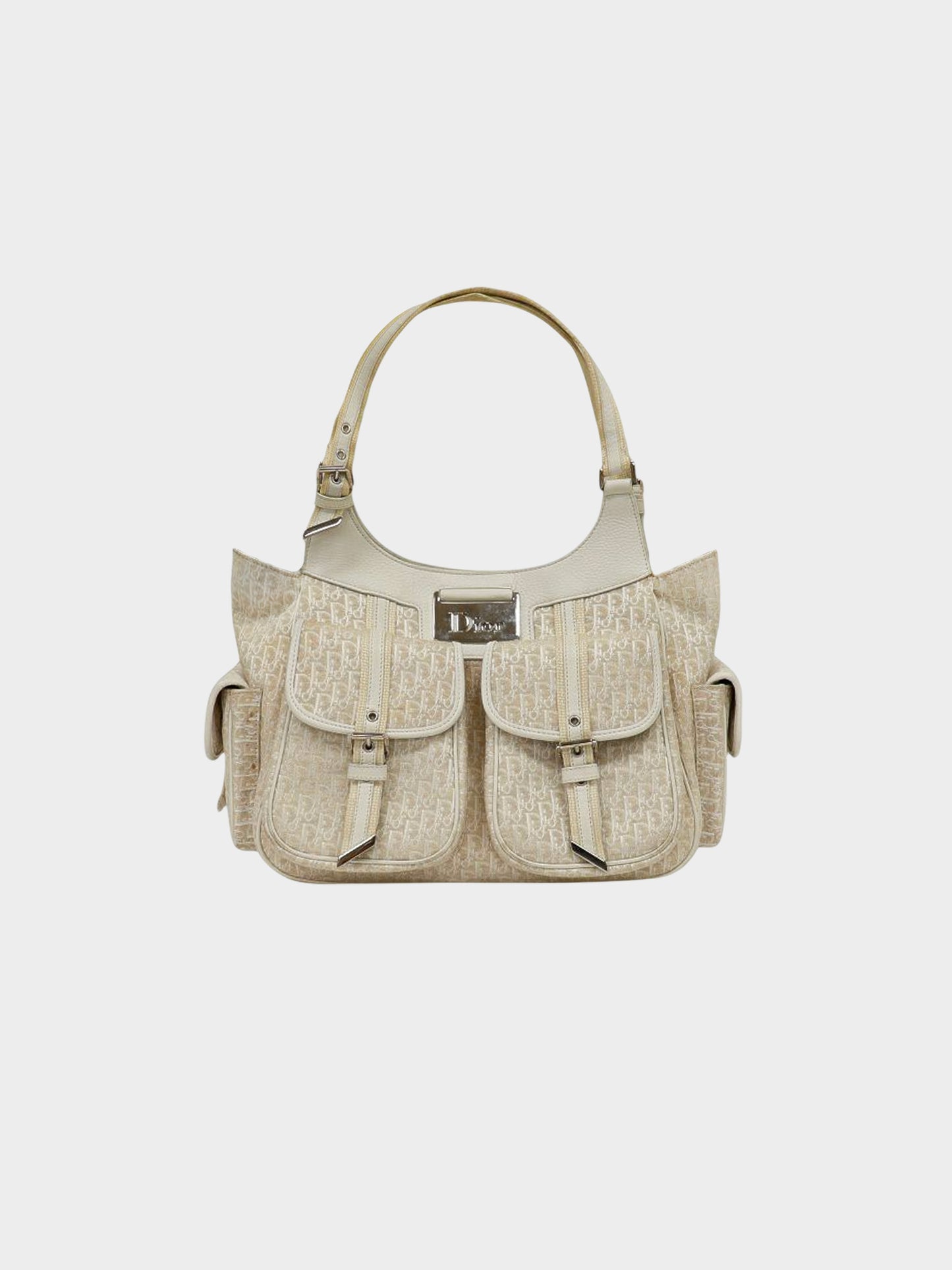 Christian Dior 2000s Beige Trotter Canvas Street Chic Tote Bag
