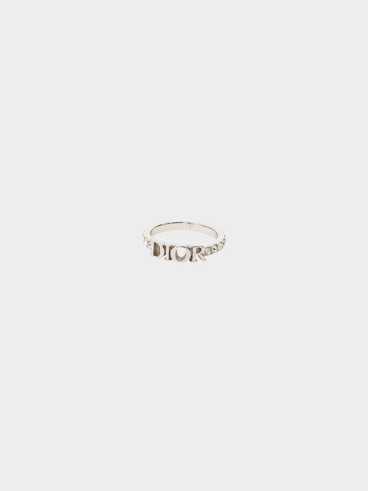 Christian Dior 2020s Silver White Crystal Embellished Dio(r)evolution Ring