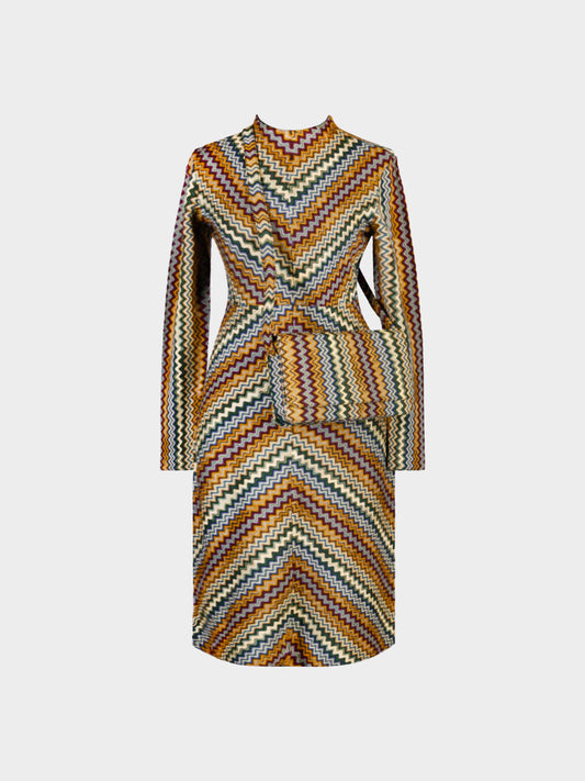 Missoni 2000s Wool Zig Zag Dress and Bag Set
