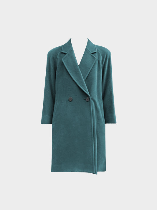 Burberry 1990s Teal Wool Long Coat