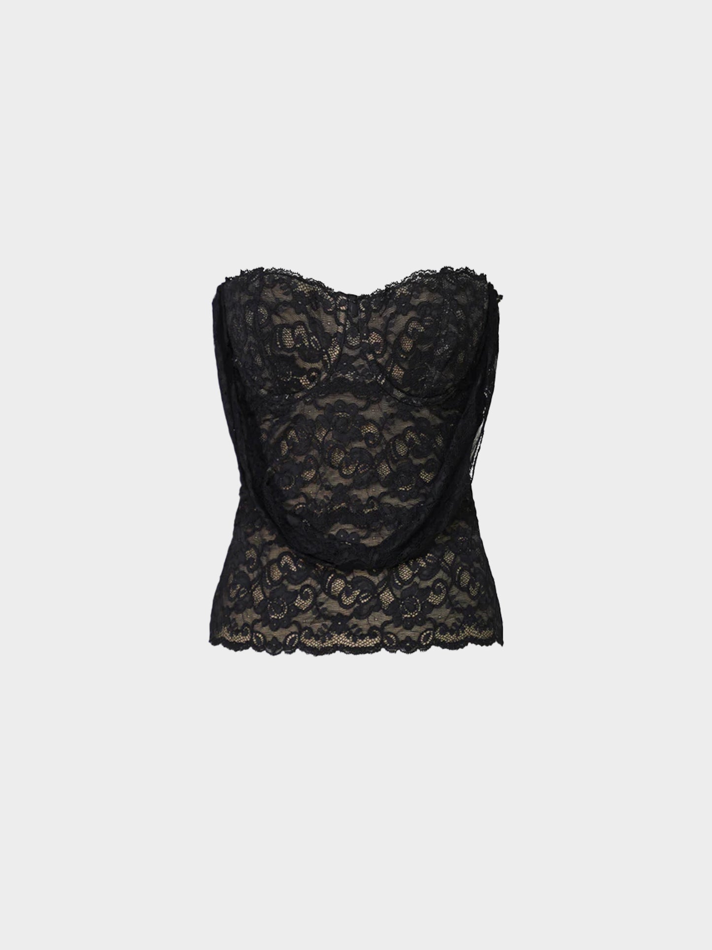 Chantal Thomass 1990s Black Lace Nude-Effect Bustier