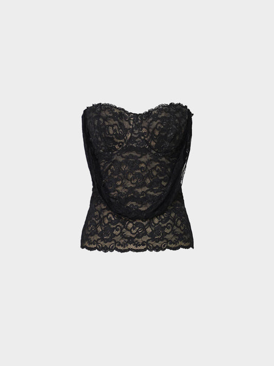Chantal Thomass 1990s Black Lace Nude-Effect Bustier