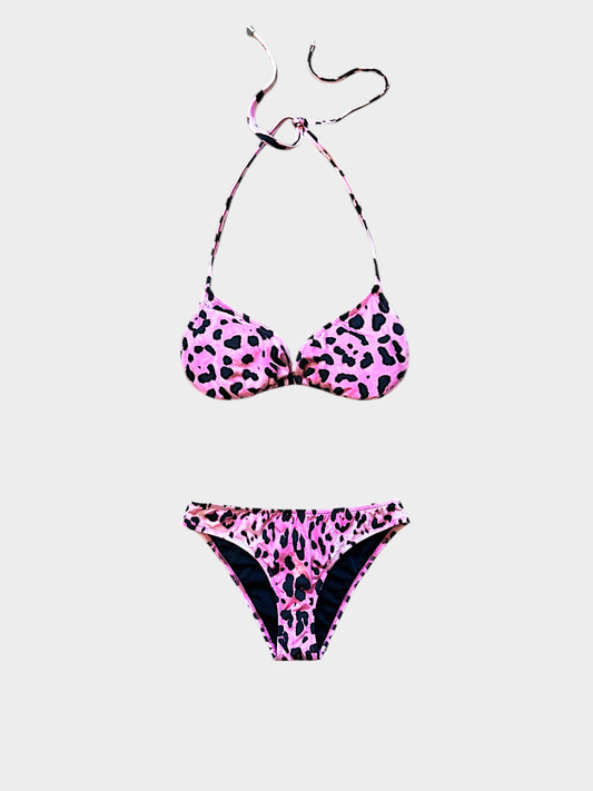 Dolce and Gabbana 2000s Pink Leopard Print Bikini