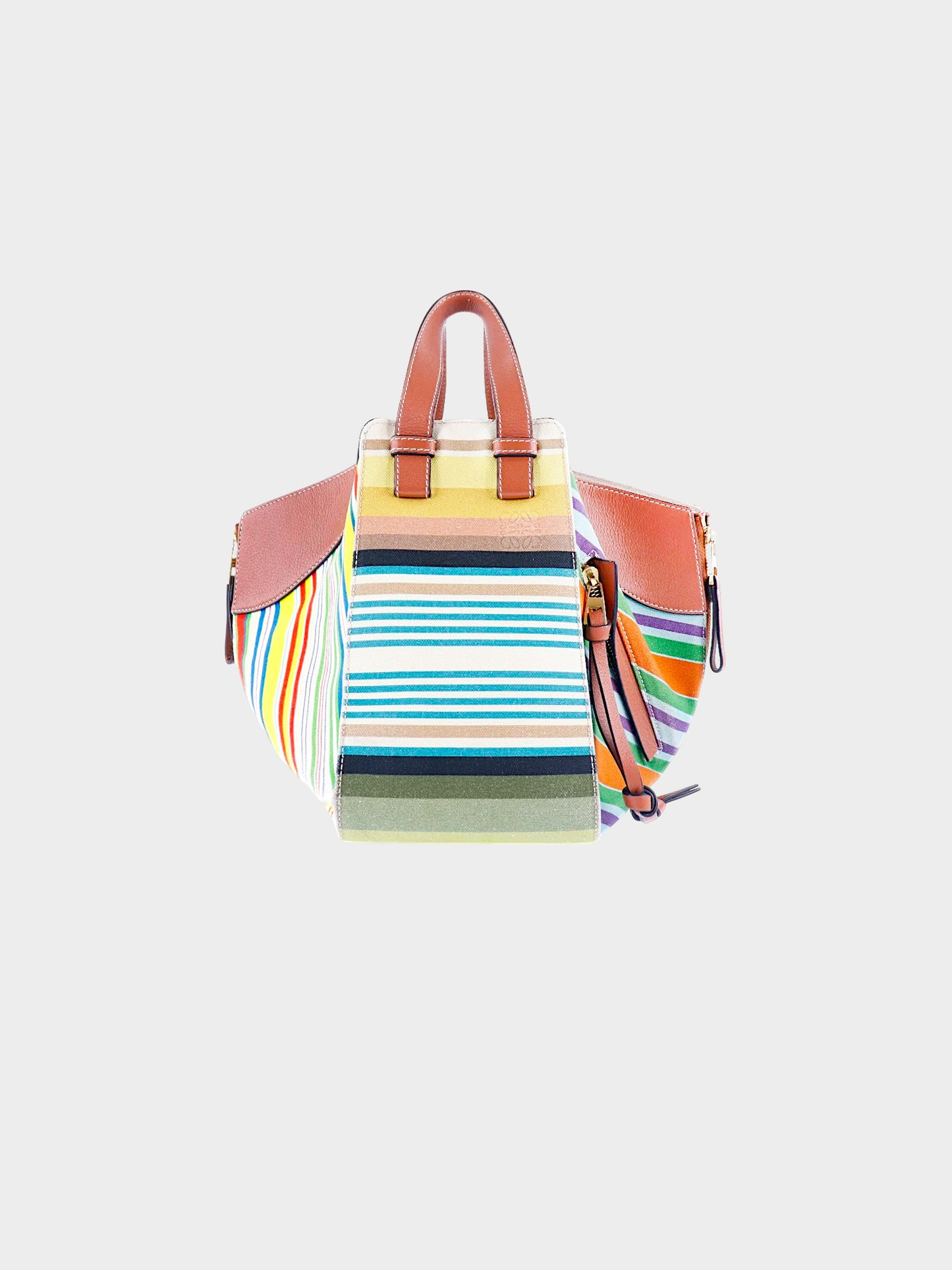 Loewe 2018 Mixed Multicolor Stripes Canvas Hammock Bag