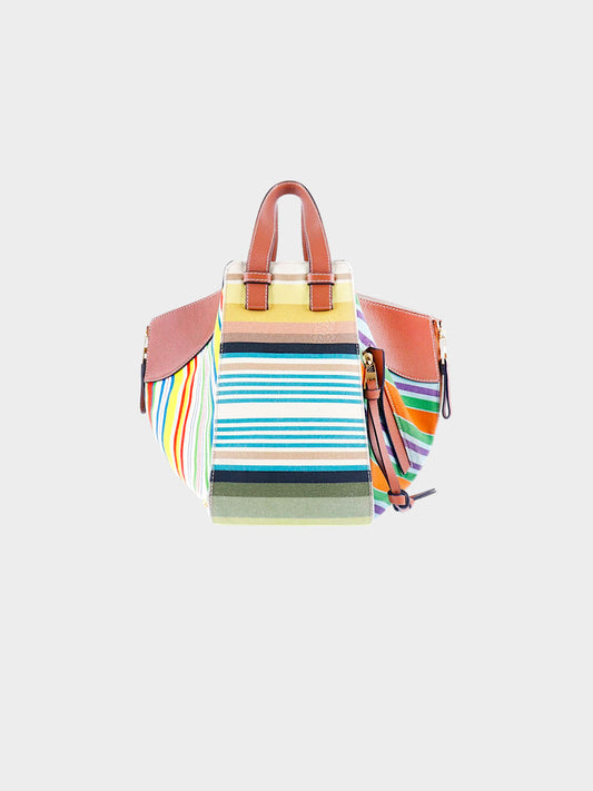Loewe 2018 Mixed Multicolor Stripes Canvas Hammock Bag