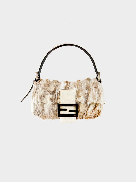 Fendi 2000s Rare Fur And Felt Baguette Bag