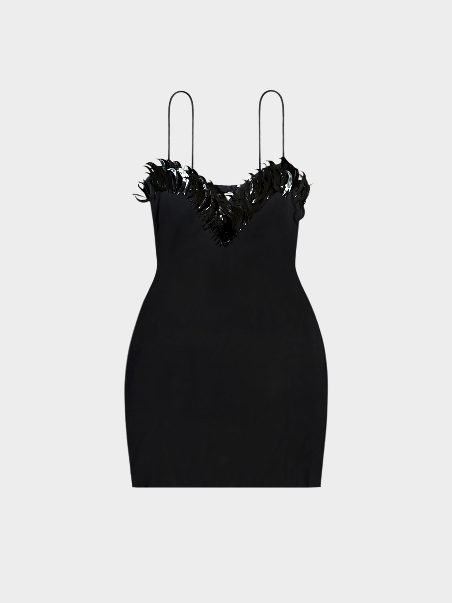 La Perla 1990s Black Tiger Tooth Sequin Embellished Dress