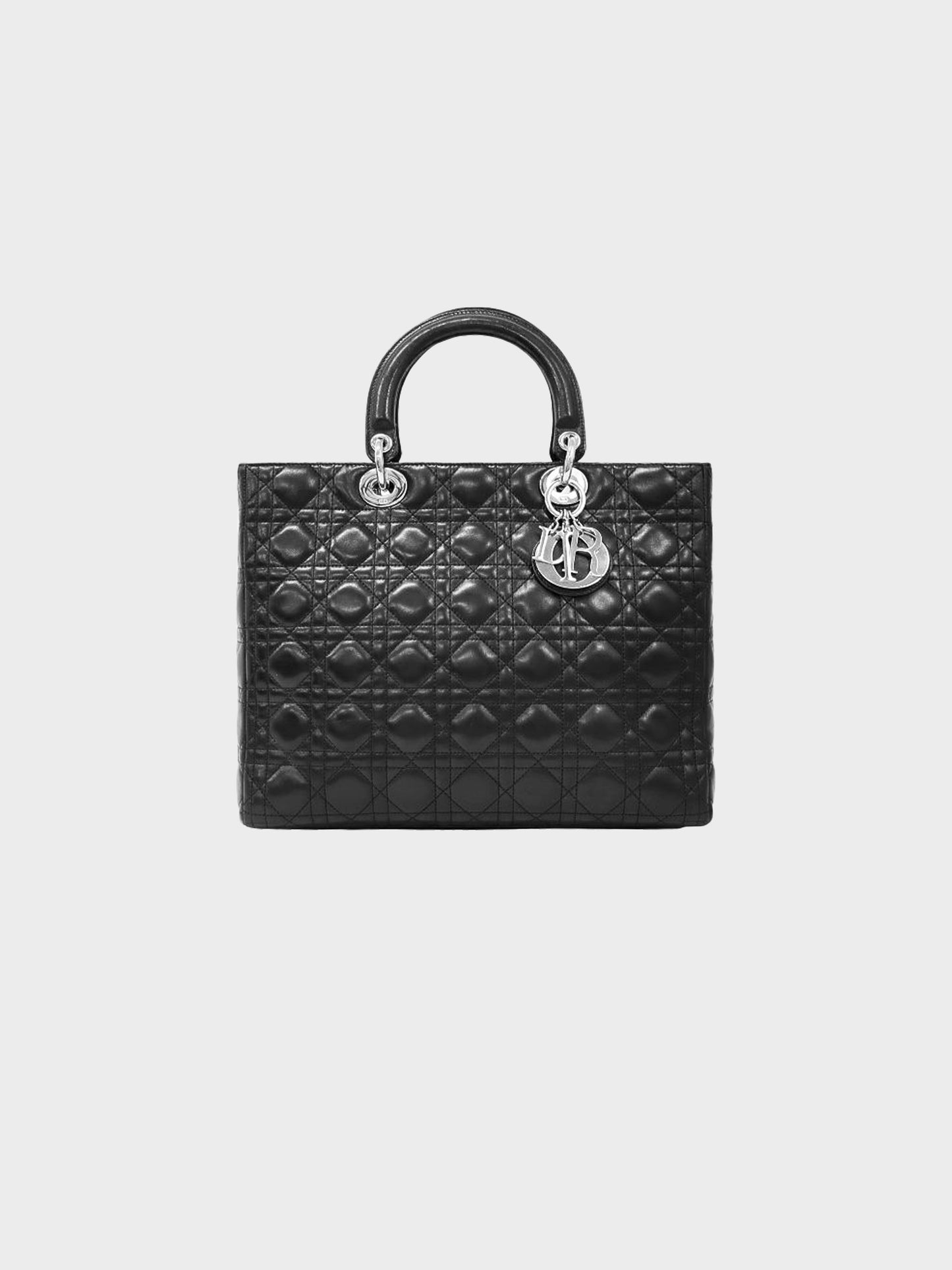 Christian Dior 2010s Black Lambskin Cannage Lady Dior Bag