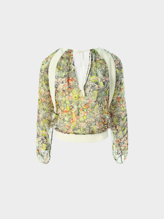 Jean Paul Gaultier 2000s Silk Sheer Printed Top