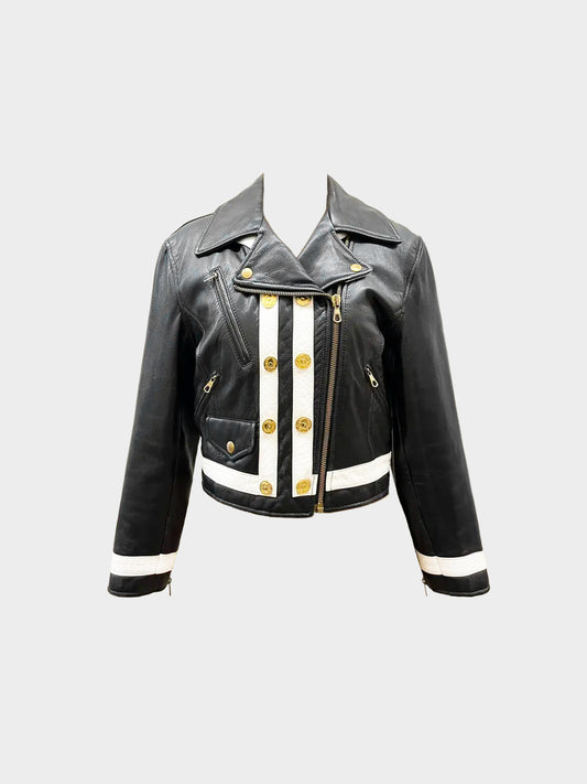 Moschino 1990s Black Leather Biker Jacket
