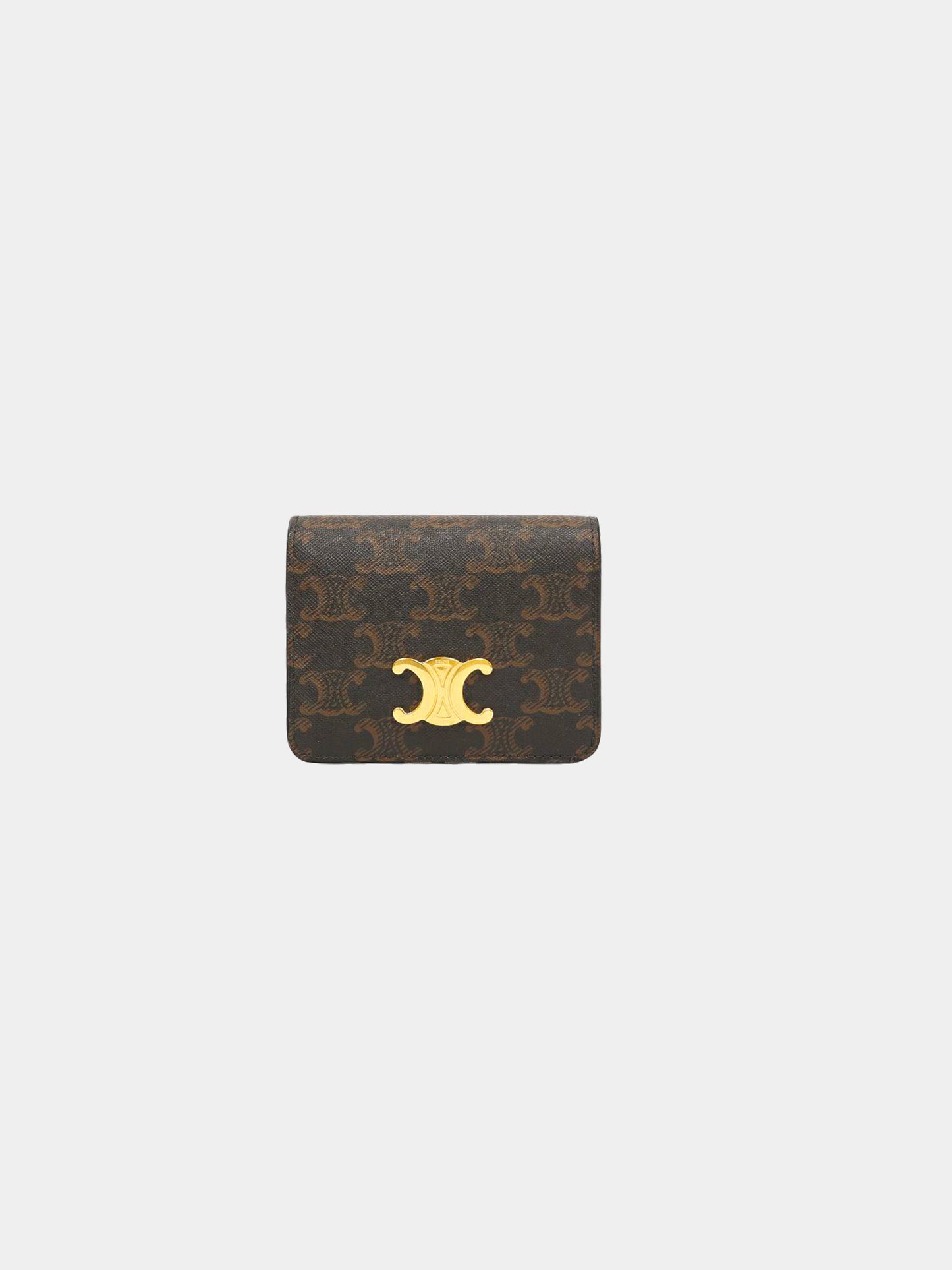 Celine 2020s Brown Triomphe Monogram Coated Canvas Wallet
