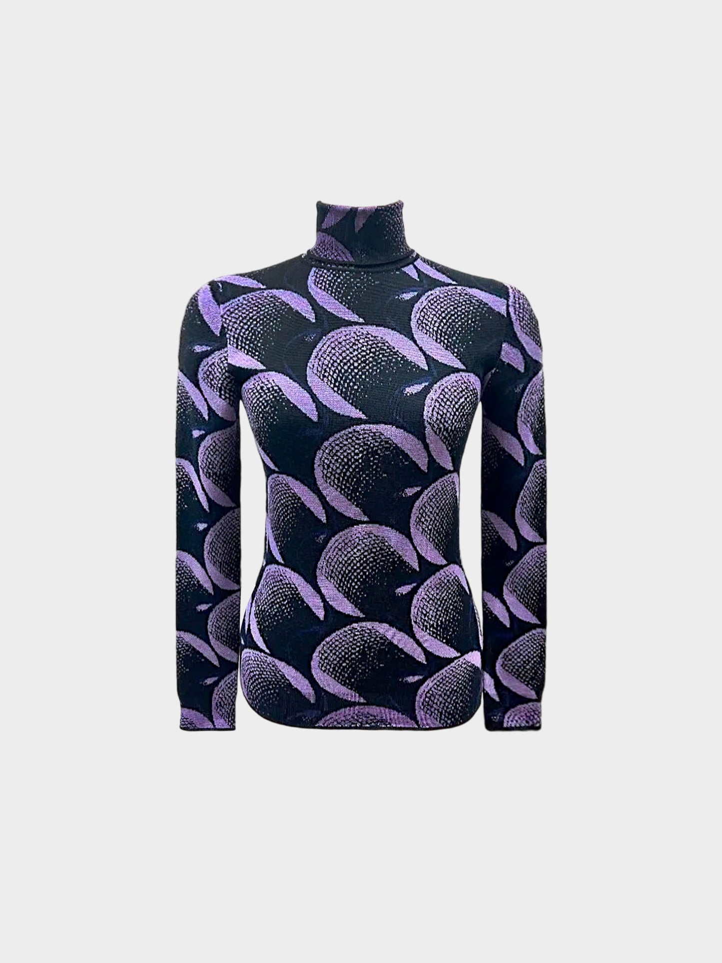 Prada FW 2021 Purple Abstract Intarsia-Knit Wool Blend Sweater