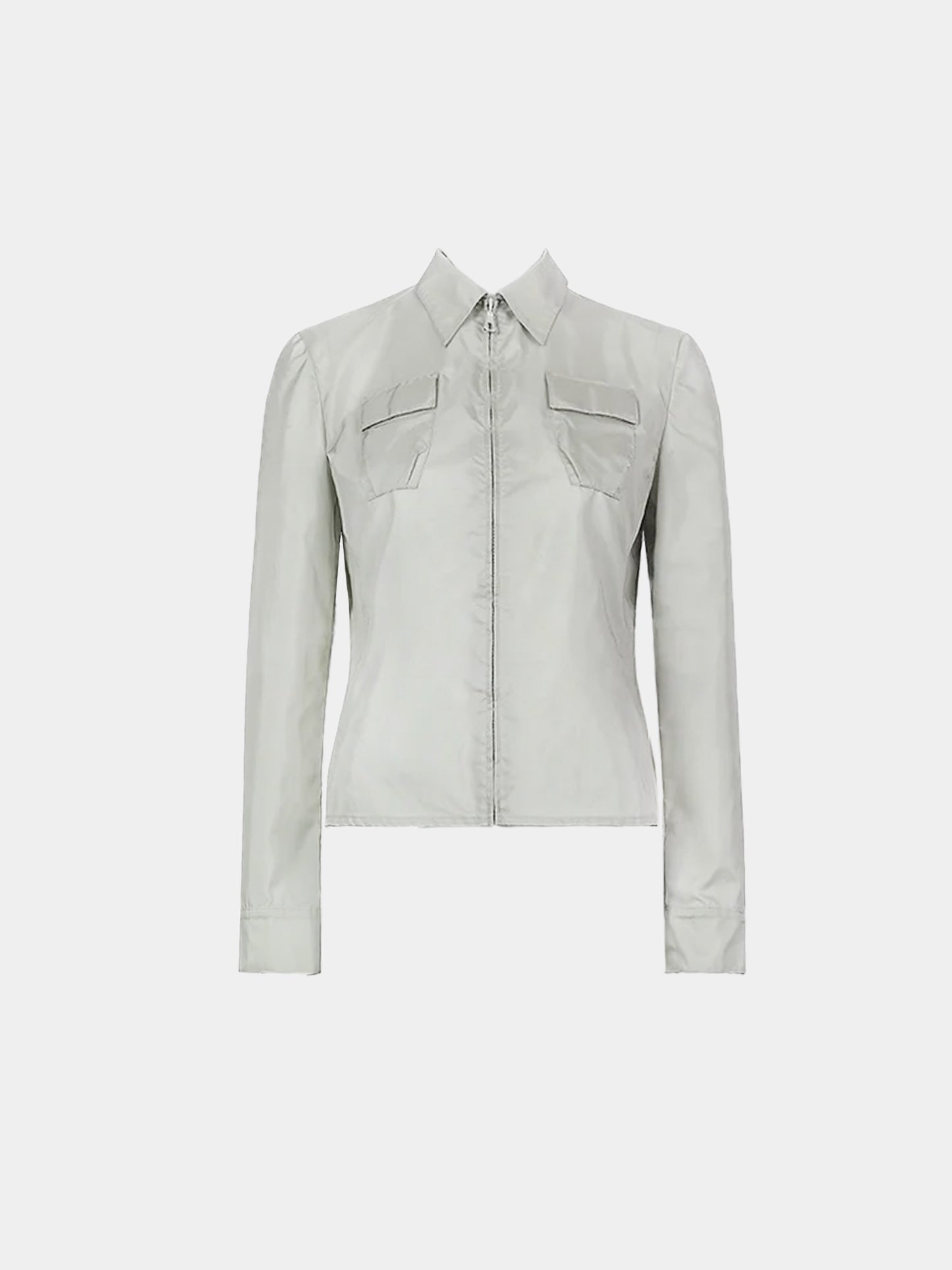 Miu Miu SS 1999 Runway Light Grey Nylon Jacket