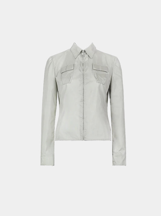 Miu Miu SS 1999 Runway Light Grey Nylon Jacket