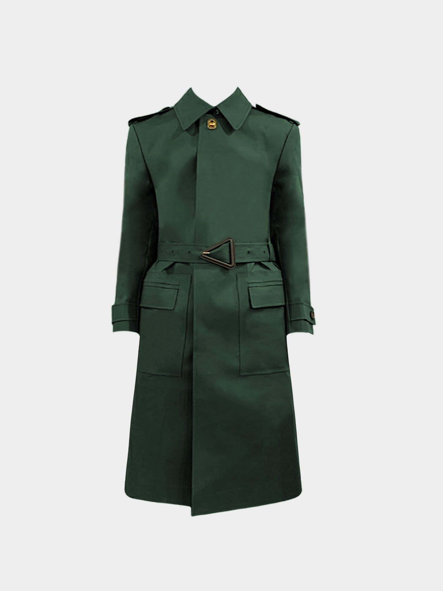 Bottega Veneta Fall 2020 Runway Emerald Cotton Gabardine Belted Trench Coat
