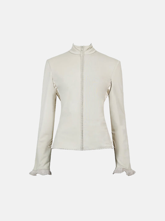 Miu Miu FW 1999 Beige Neoprene and Silk Jacket