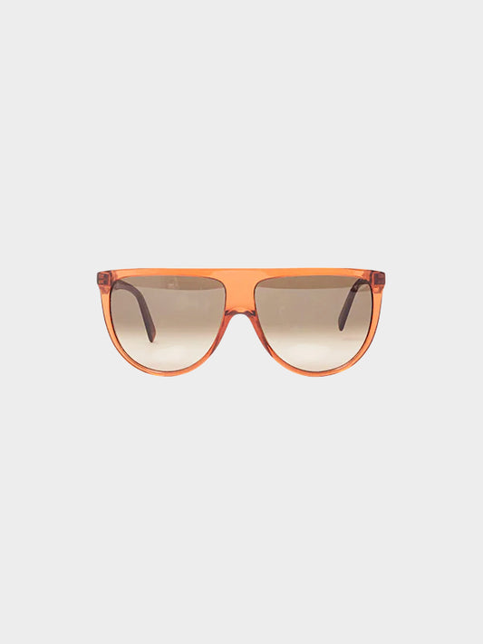 Celine 2010s Orange Flat Top Round Sunglasses
