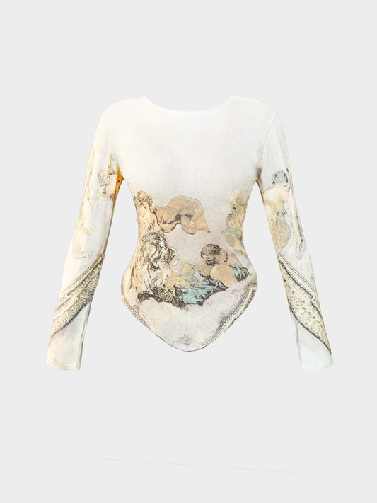Roberto Cavalli FW 1994-1995 Renaissance Print Top