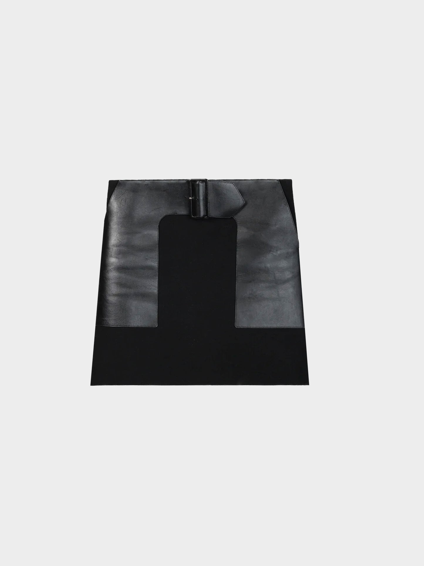 Céline by Phoebe Philo Pre-fall 2012 Black Wool And Leather Belted Skirt