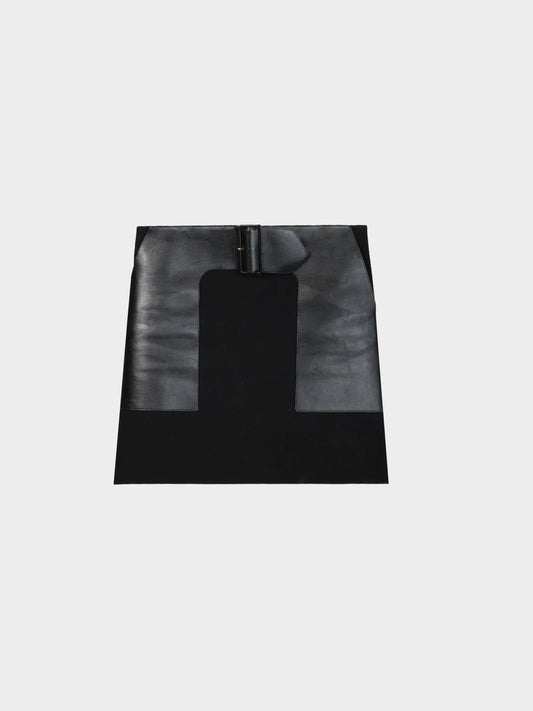 Céline by Phoebe Philo Pre-fall 2012 Black Wool And Leather Belted Skirt