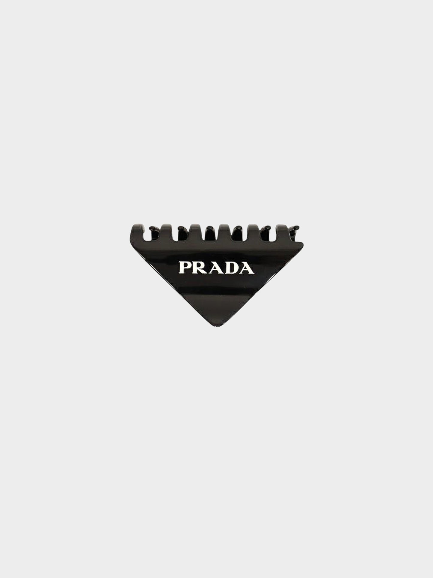 Prada 2020s Black Triangle Logo Hair Clip
