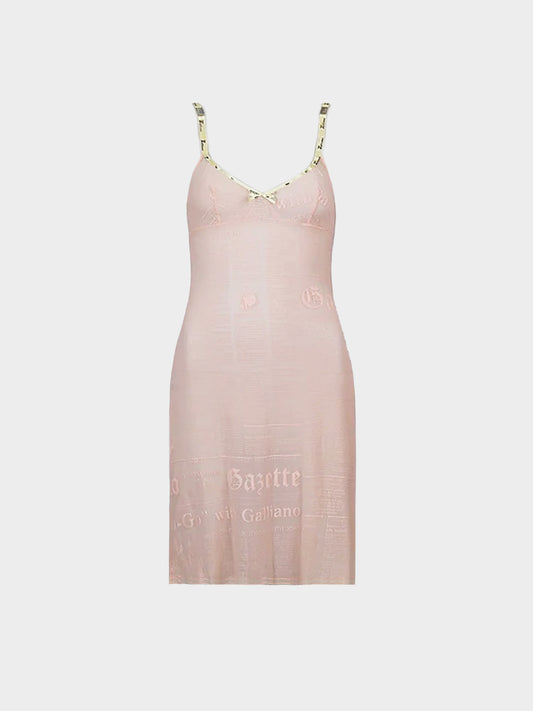 John Galliano 2000s Rare Pink Sheer Gazette Lingerie Dress