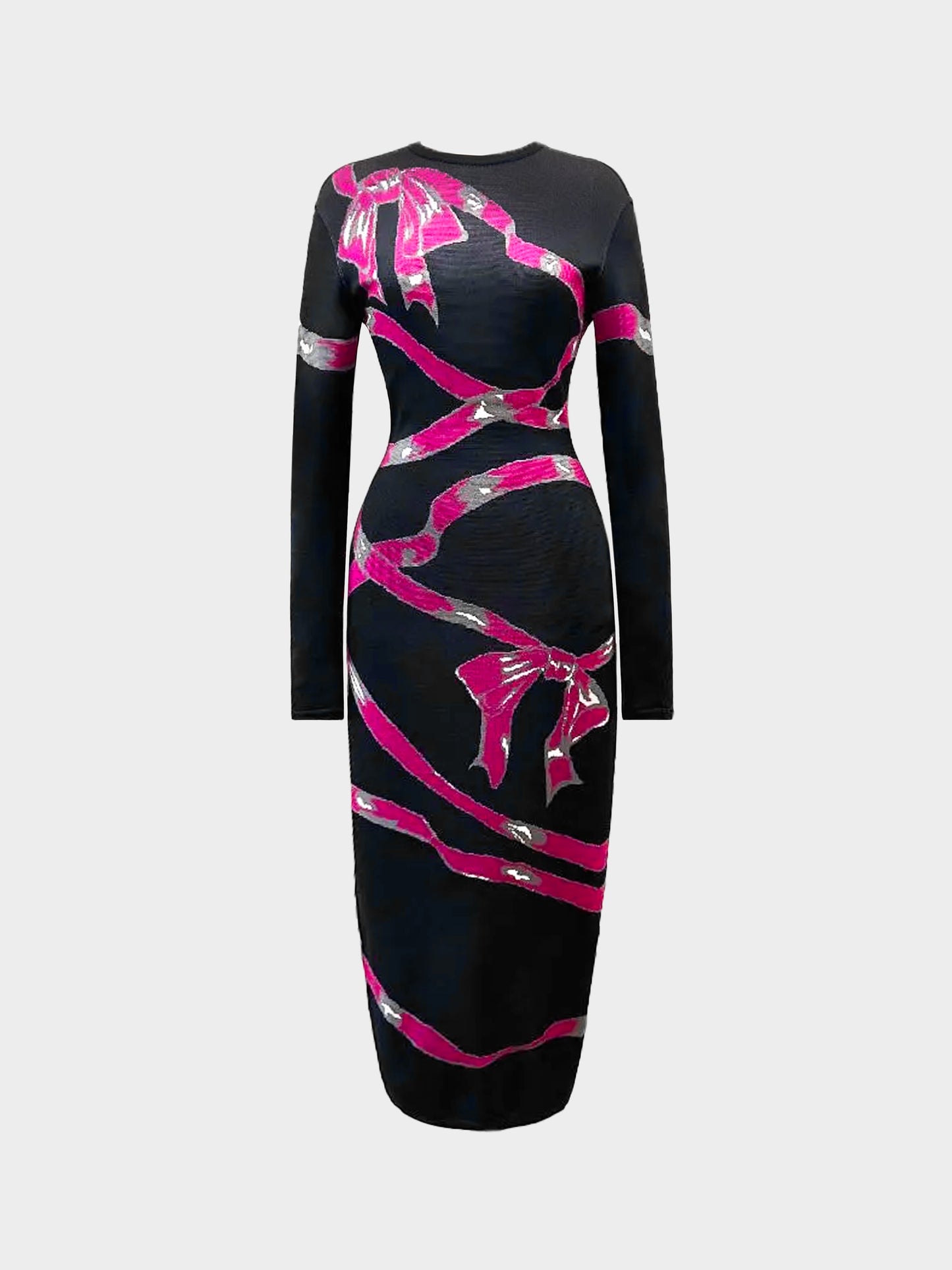 Azzedine Alaïa FW 1992 Runway Black Stretch Knit Ribbon Dress